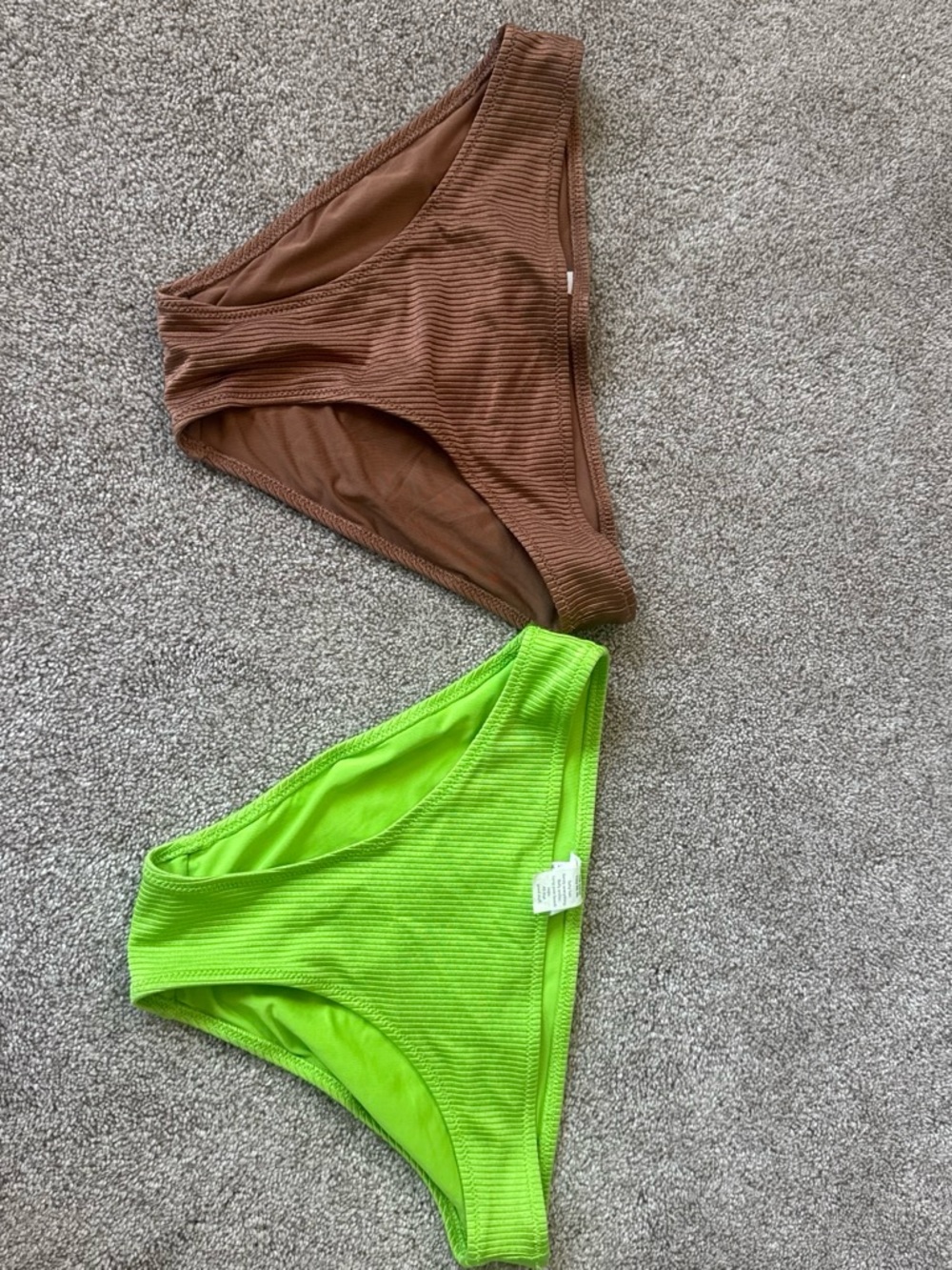aerie Kids Bikini Bottoms in Brown and Neon Green